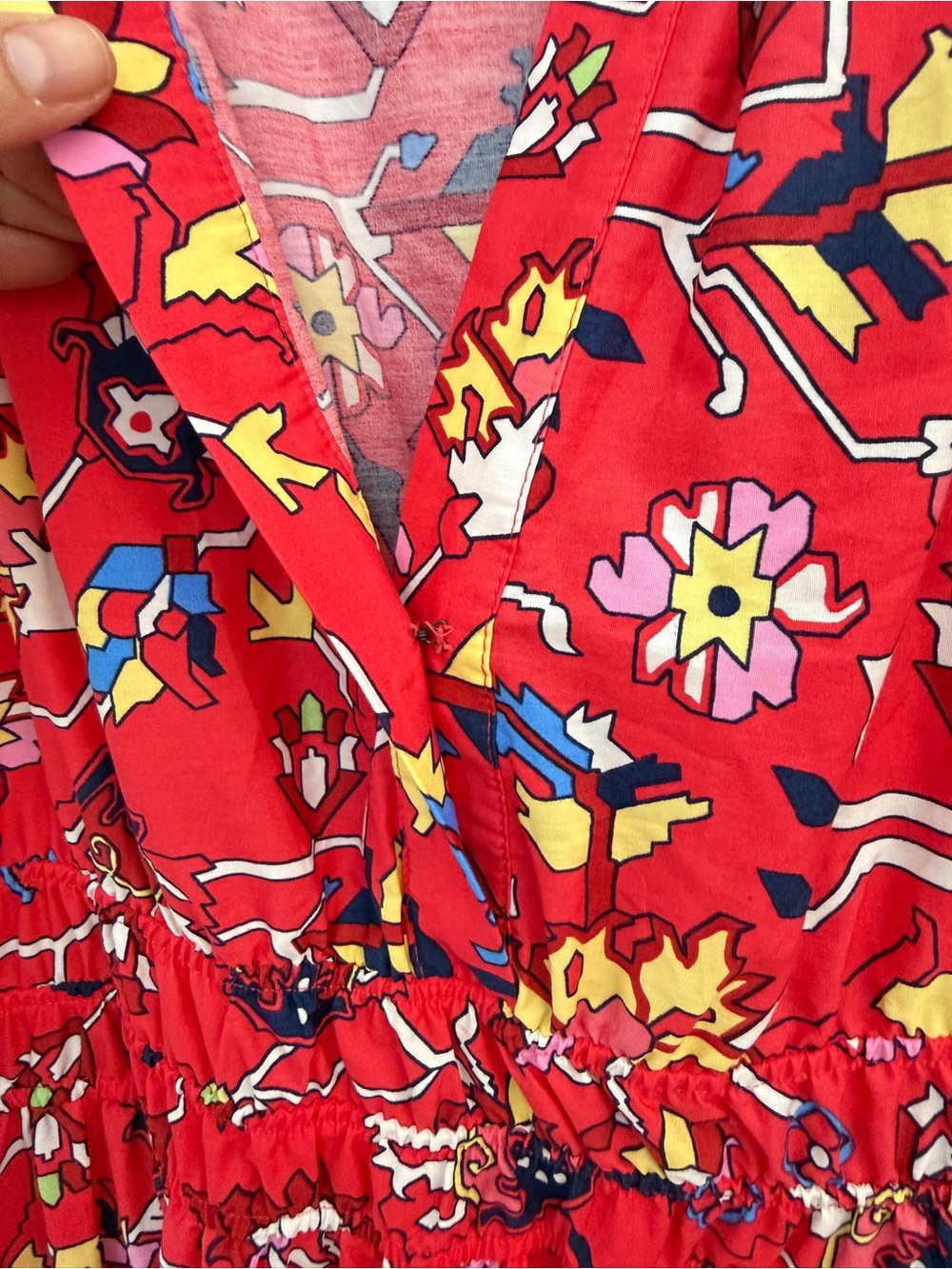 Anthropologie Maeve Somerset Maxi in Red Geo Floral Print Cotton Dress, Size Med - Picture 8 of 9